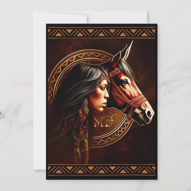 Native American Girl Horse Invitations (Front)