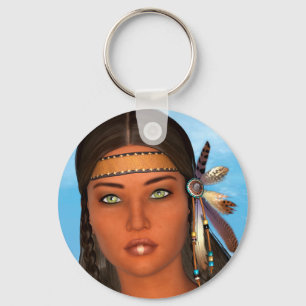 Native American Girl Key Ring