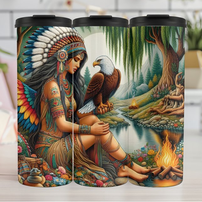 Native American Guardian Spirit of the Wilderness. Thermal Tumbler (Creator Uploaded)