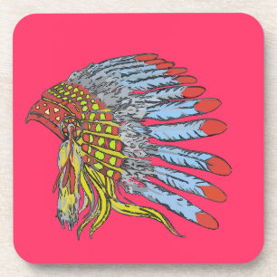 Native American Headdress, add text Coaster