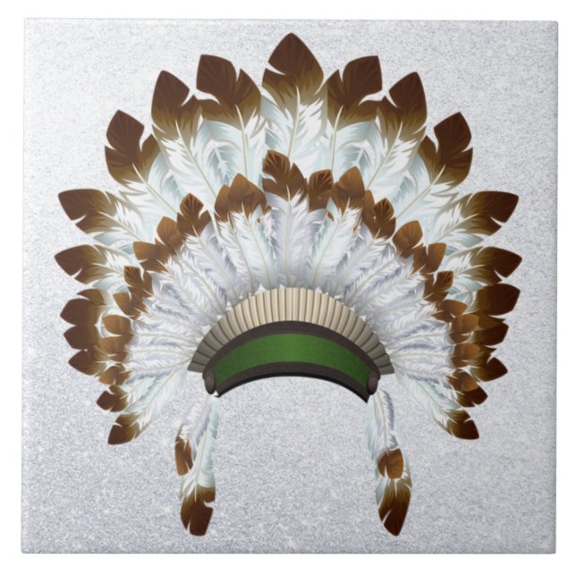 Native American Headdress Ceramic Tile (Front)