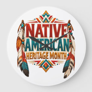 Native American Heritage Month Design Large Clock