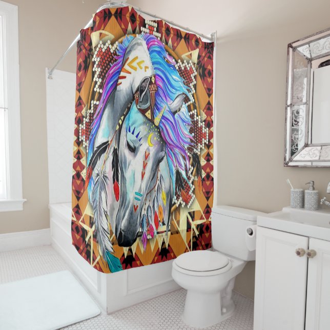 Native American Horse Shower Curtain (In Situ)