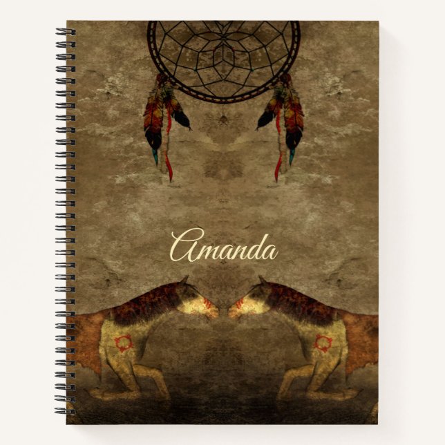 Native American Horses & Dream Catcher Notebook (Front)