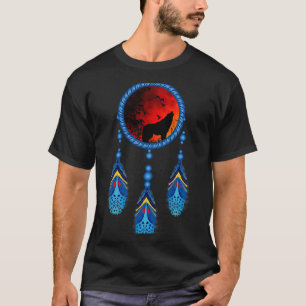 Native American Howling Wolf Dream Catcher Tribal T-Shirt