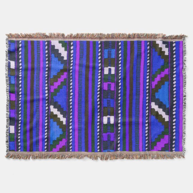 Native American Indian blue texture design Throw Blanket (Front)