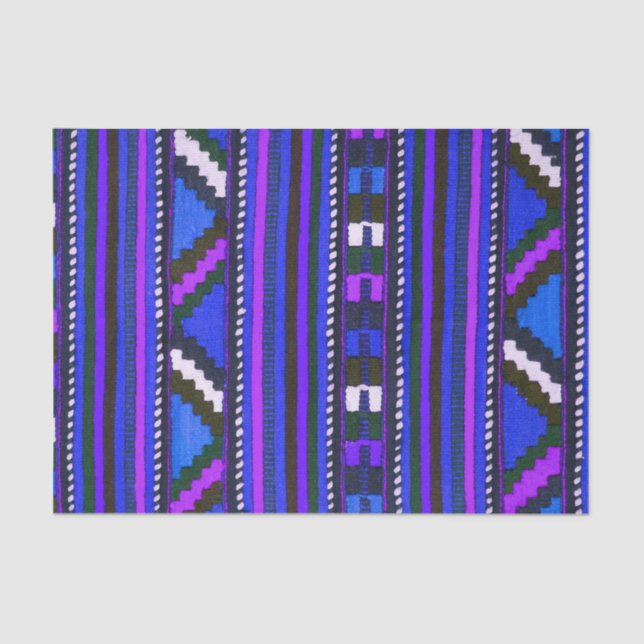 Native American Indian blue texture design Tissue Paper (Front)