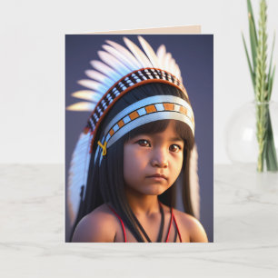 NATIVE AMERICAN INDIAN BOY ART BIRTHDAY  CARD