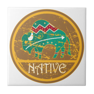 Native American Indian Buffalo Tile