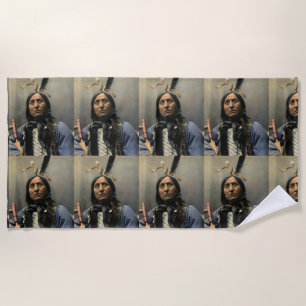 NATIVE AMERICAN INDIAN CHIEF Beach Towels