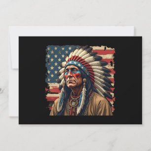 Native American Indian Chief Patriotic American  Invitation