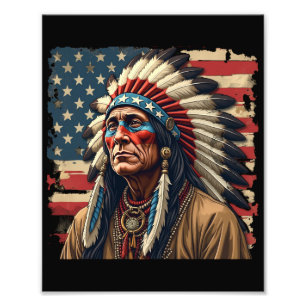Native American Indian Chief Patriotic American  Photo Print