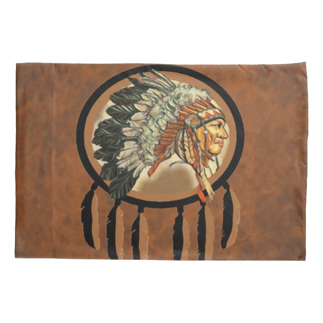 Native American Indian Chief Pillowcase (Back)