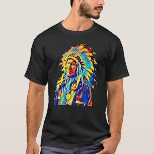 Native American Indian Chief Red Cloud Colourful T-Shirt