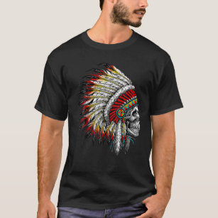 "Native American Indian Chief Skull Motorcycle Hea T-Shirt