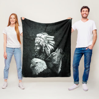 Native American Indian Chiefs 02 Fleece Blanket