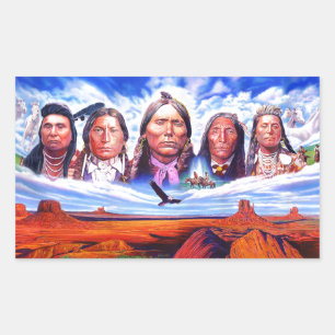native american indian chiefs rectangular sticker