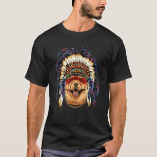 Native American Indian Chow Chow Dog Indigenous Pe T-Shirt