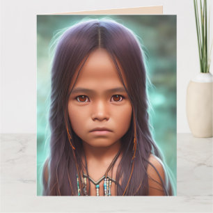 NATIVE AMERICAN INDIAN GIRL ART BIRTHDAY CARDS