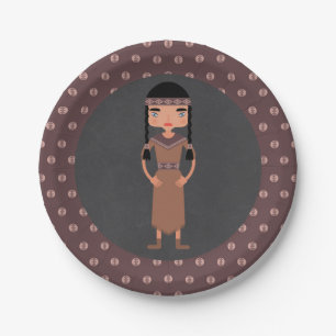 Native American Indian Girl Birthday Party Paper Plate
