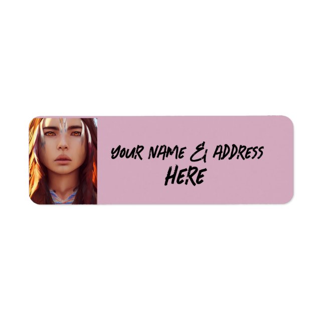 NATIVE AMERICAN INDIAN GIRL RETURN ADDRESS LABELS (Front)