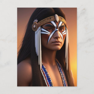 NATIVE AMERICAN INDIAN HANDSOME YOUNG MAN POSTCARD
