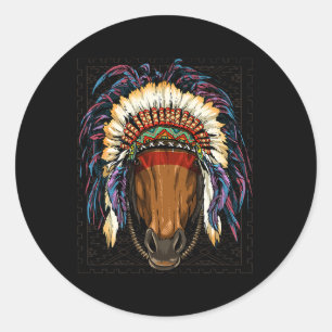 Native American Indian Horse Cowboy Indigenous Peo Classic Round Sticker