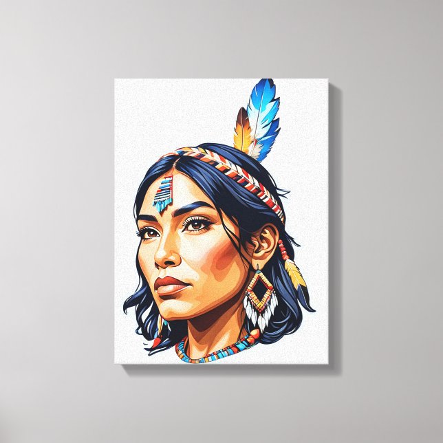 Native American Indian Lady Canvas Print (Front)