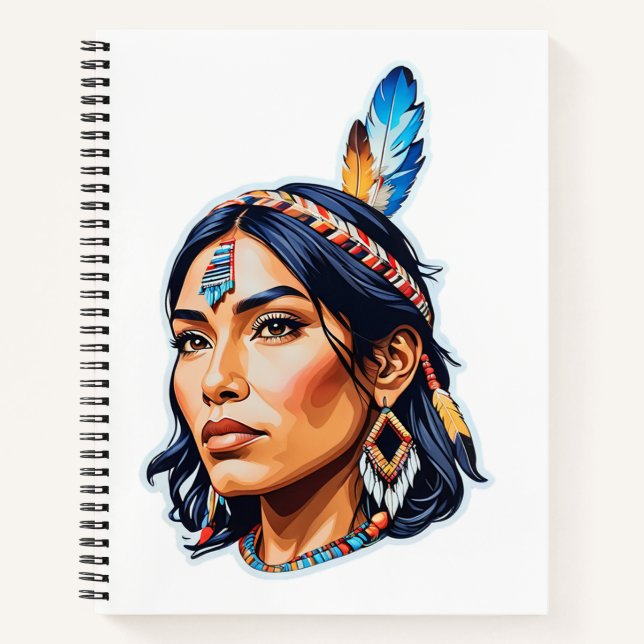 Native American Indian Lady Notebook (Front)