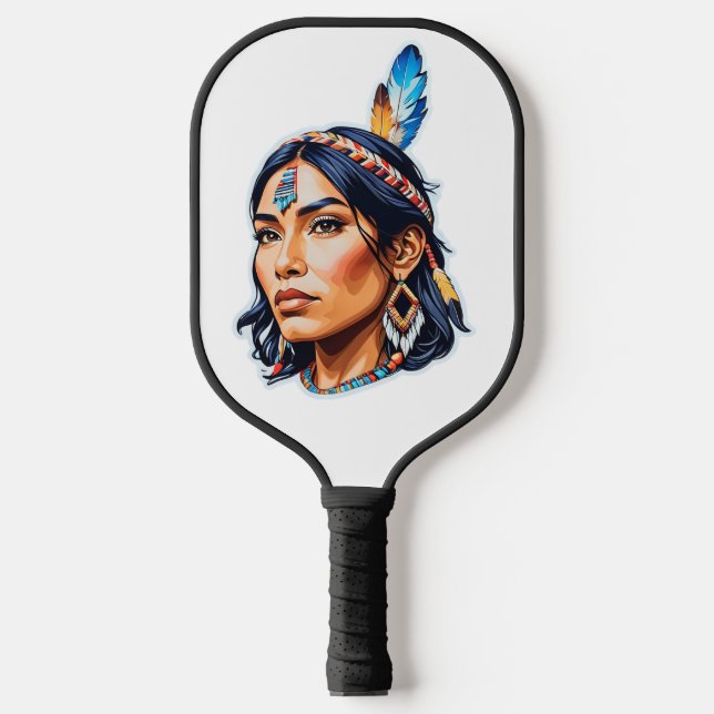 Native American Indian Lady Pickleball Paddle (Front)