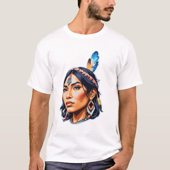 Native American Indian Lady T-Shirt (Front)