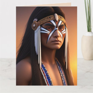 NATIVE AMERICAN INDIAN  MAN ART BIRTHDAY CARD