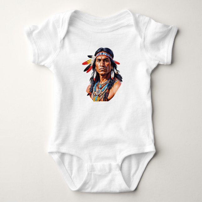 Native American Indian Man Baby Bodysuit (Front)