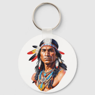 Native American Indian Man Key Ring