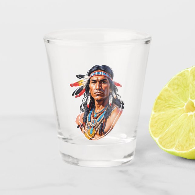 Native American Indian Man Shot Glass (Front)