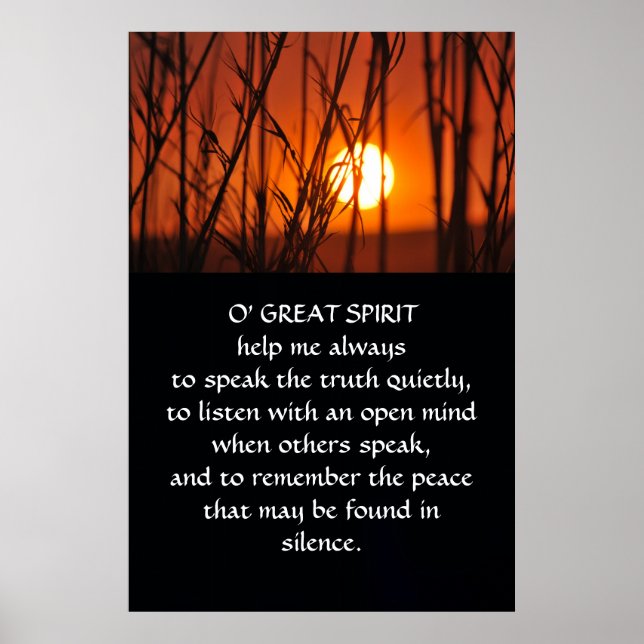 Native American Indian Prayer Poster (Front)