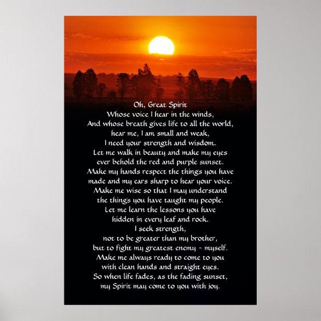 Native American Indian Prayer Poster (Front)