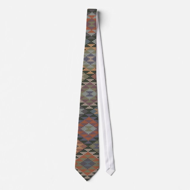 Native American Indian Quilt Silky Mens' Neck Tie (Front)