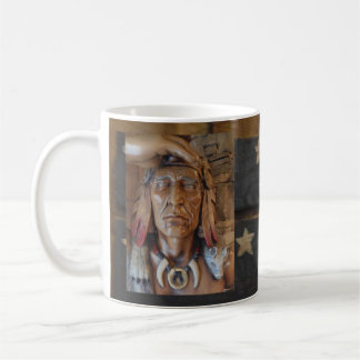 Native American Indian sculpture with fox feathers Coffee Mug