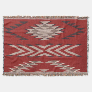 Native American Indian Southwest Red Pattern Throw Blanket