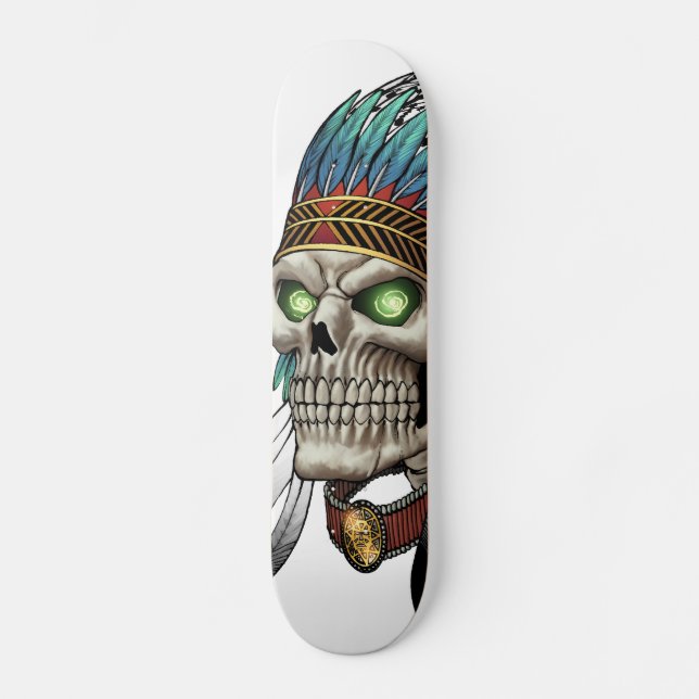 Native American Indian Tribal Gothic Skull Skateboard (Front)
