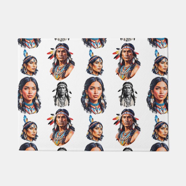 Native American Indian Tribe Pattern Design  Doormat (Front)