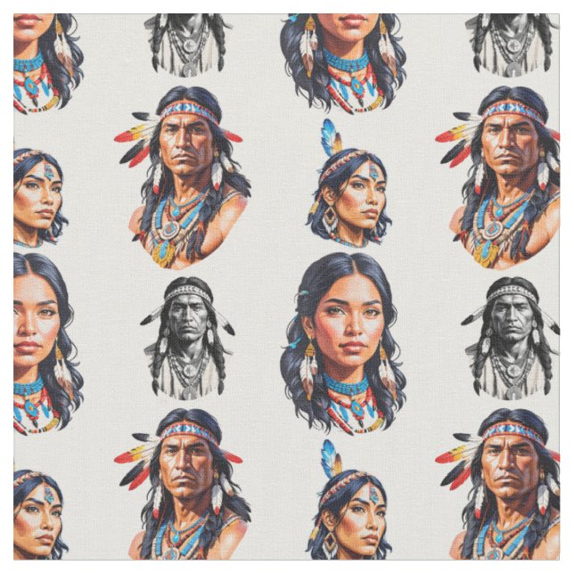 Native American Indian Tribe Pattern Design  Fabric (Close Up)