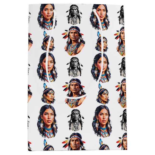 Native American Indian Tribe Pattern Design  Medium Gift Bag (Front)