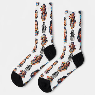 Native American Indian Tribe Pattern Design Socks