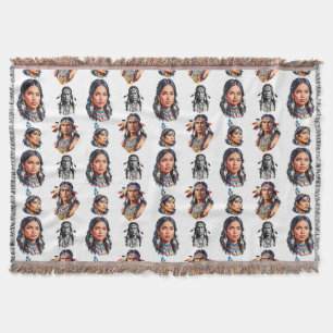 Native American Indian Tribe Pattern Design Throw Blanket
