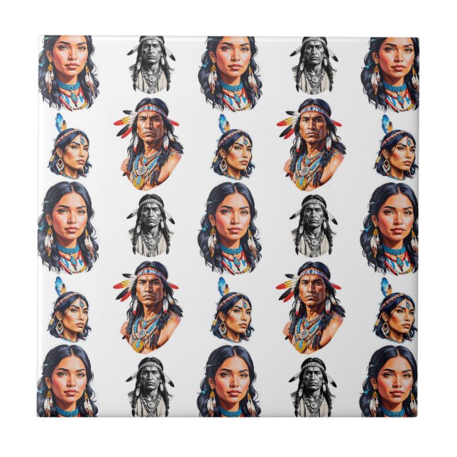 Native American Indian Tribe Pattern Design  Tile (Front)