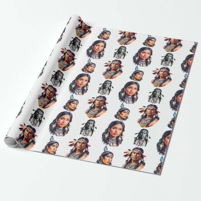 Native American Indian Tribe Pattern Design  Wrapping Paper (Unrolled)