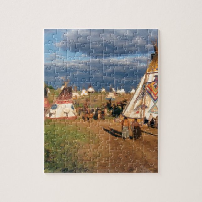 Native American Indian Village Jigsaw Puzzle (Vertical)