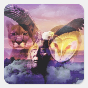 Native American Indian Warrior Square Sticker